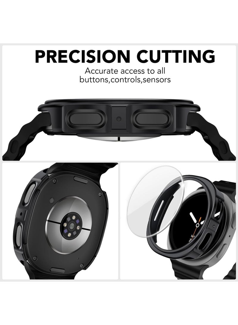 SYOSI Galaxy Watch 8 Screen Protector, Samsung Watch 8 Case, Tempered Glass Cover with Hard Bumper for Scratch Protection and Full Display Safety, Compatible with 40mm Smartwatch, 2pk - Image 3