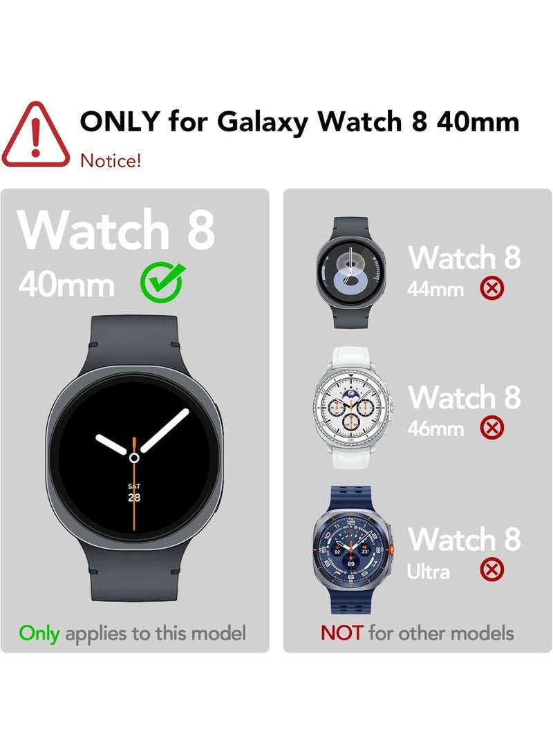 SYOSI Galaxy Watch 8 Screen Protector, Samsung Watch 8 Case, Tempered Glass Cover with Hard Bumper for Scratch Protection and Full Display Safety, Compatible with 40mm Smartwatch, 2pk - Image 2