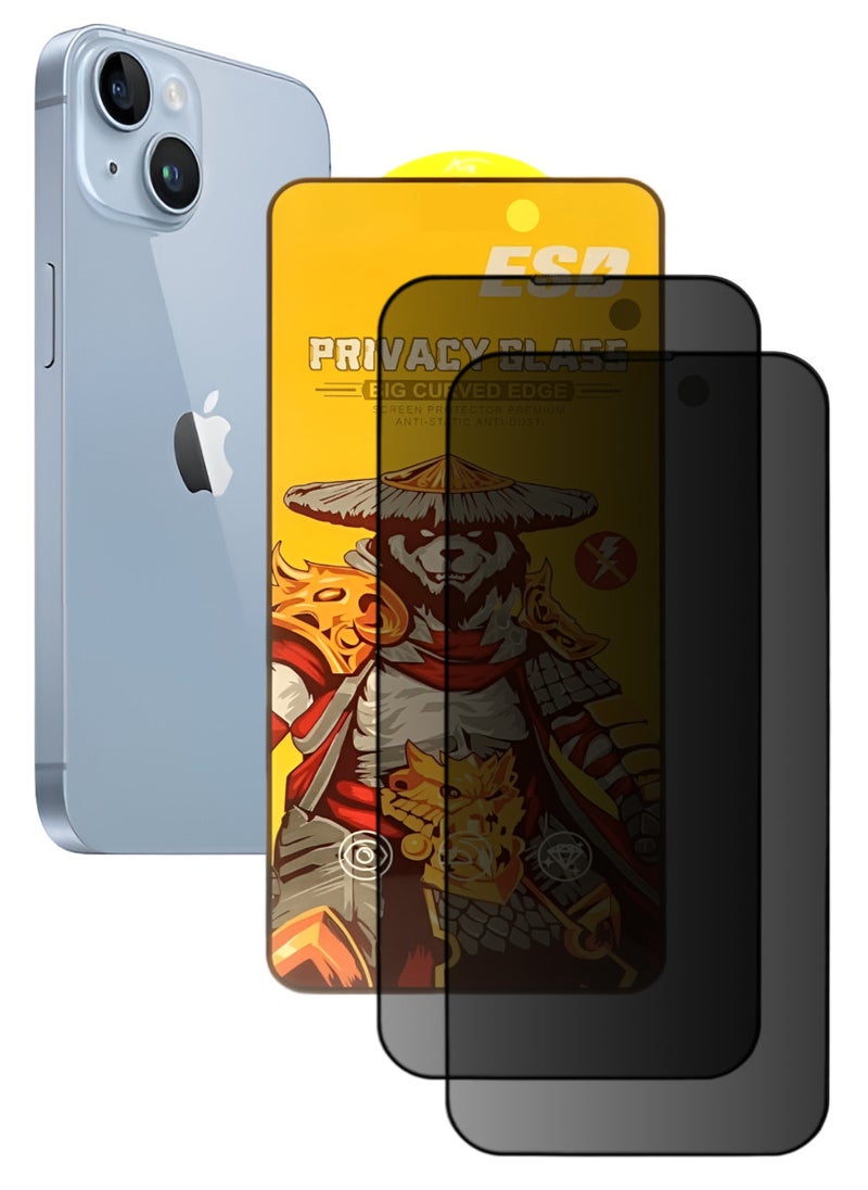 ESD 2 Pieces Tempered Dustproof Privacy Glass Screen Protector Compatible For iPhone 14 - Image 1
