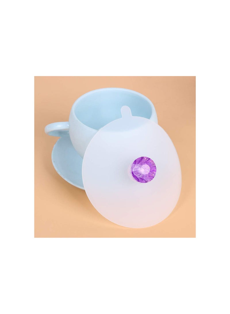 GGOOT 6pcs Silicone Cup Lids Diamond Mug Cover Airtight Seal Drink Cup Lids Dust-Proof Glass Lid for Coffee Beverages - Image 5