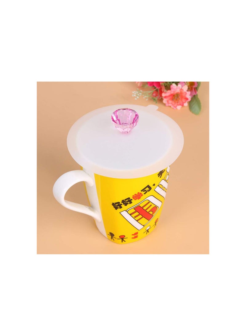 GGOOT 6pcs Silicone Cup Lids Diamond Mug Cover Airtight Seal Drink Cup Lids Dust-Proof Glass Lid for Coffee Beverages - Image 4