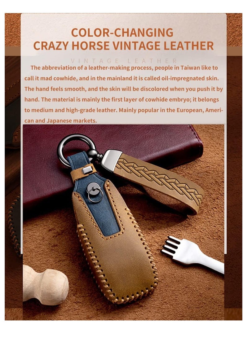 Leather Car key Fob Cover Fit for Mercedes Benz A B C E G K R S Class AMG CLA GLA VITO GLE ML GLK CLK Keyless Entry Smart Key Case Keychain Keyring Accessories (Black) - Image 5