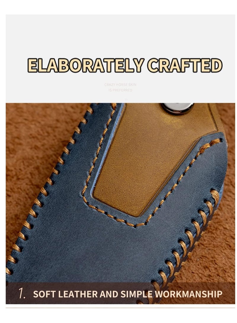 Leather Car key Fob Cover Fit for Mercedes Benz A B C E G K R S Class AMG CLA GLA VITO GLE ML GLK CLK Keyless Entry Smart Key Case Keychain Keyring Accessories (Black) - Image 3