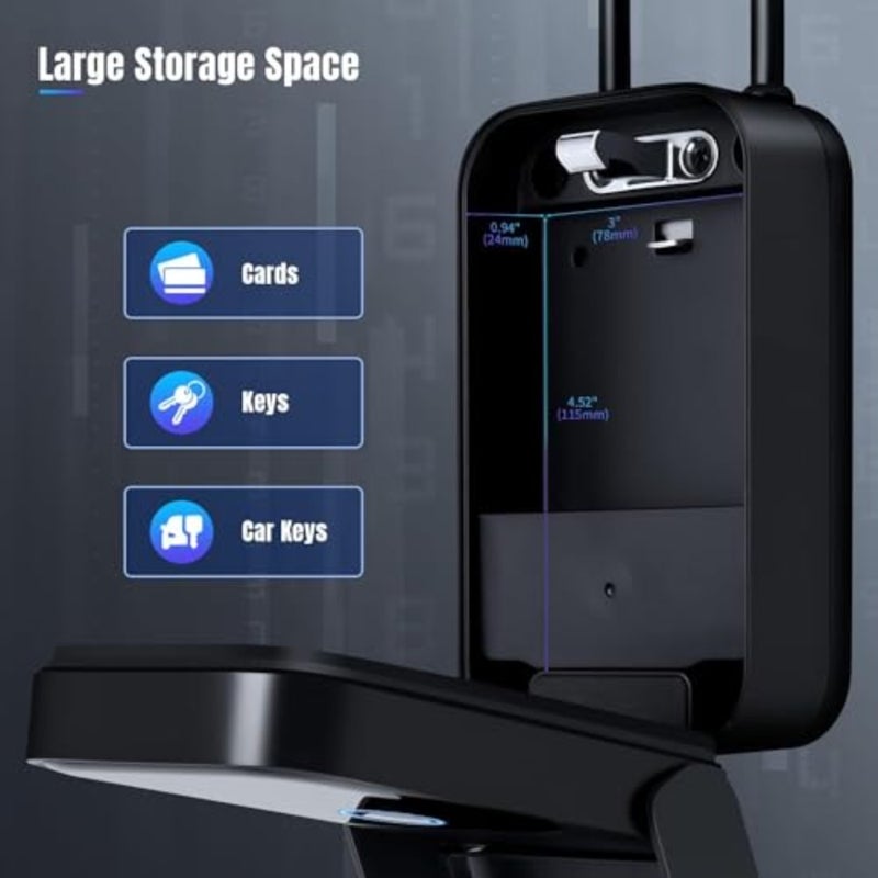 Smart Fingerprint Lock Box, Bluetooth Key Lock Box with APP Control, Fingerprint Recognize and Multiple Code Types, Security Key Lock Box with Rain Cover for Outside, Owner, Realtor Black - Image 4