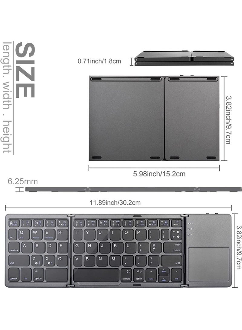 Foldable Bluetooth Pocket Keyboard with Touchpad – Mini Portable Wireless Keyboard for Android, Windows, PC & Tablets  - Image 2