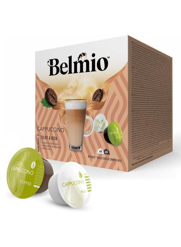 Belmio Cappuccino Coffee Pods Intensity 7 Compatible with Dolce Gusto Coffee Machines Only 16 Capsules Per Box Pack of 3 - Image 2