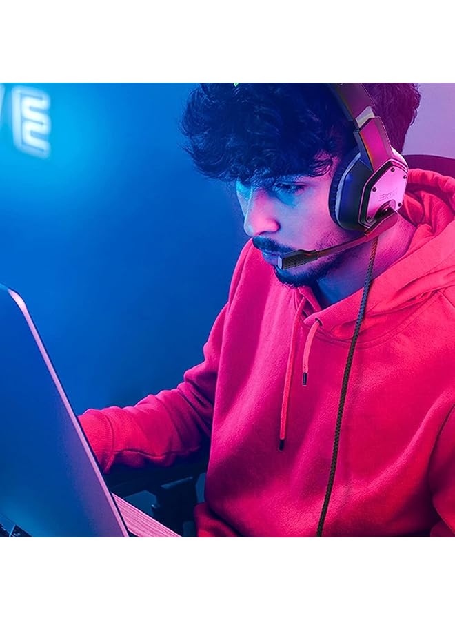 إكسا سماعة رأس USB للكمبيوتر المحمول مع ميكروفون/مايك عازل للضوضاء، صوت محيطي 7.1، إضاءة RGB، سماعة رأس سلكية لمكالمات Skype وZoom ومراكز الاتصال والاجتماعات والندوات عبر الإنترنت - Image 2