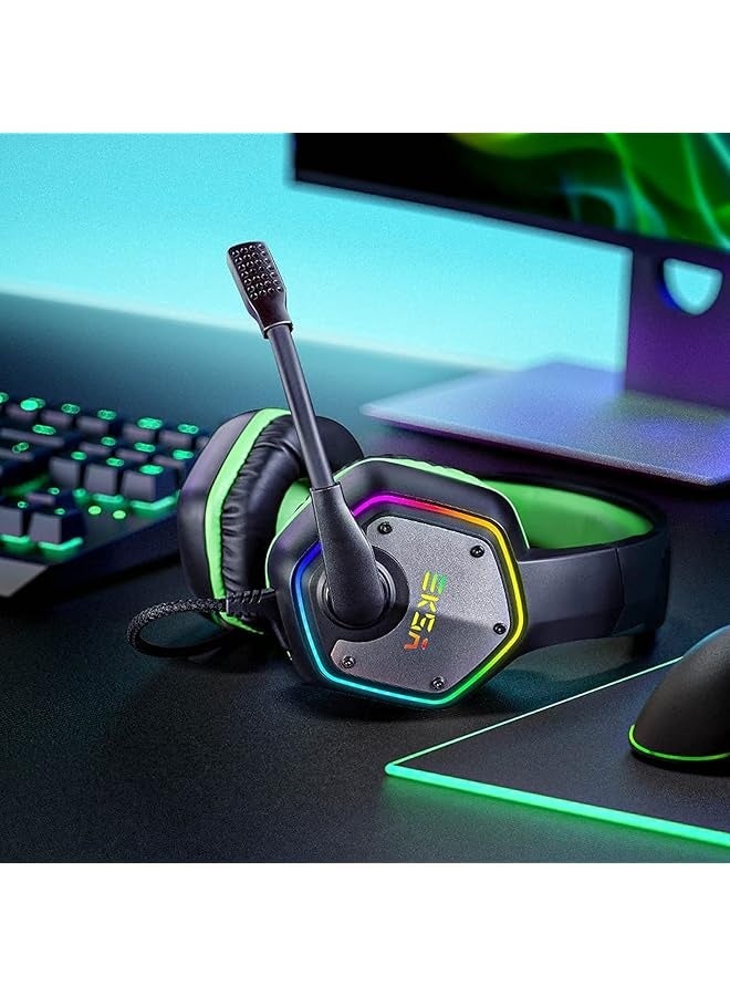 إكسا سماعة رأس USB للكمبيوتر المحمول مع ميكروفون/مايك عازل للضوضاء، صوت محيطي 7.1، إضاءة RGB، سماعة رأس سلكية لمكالمات Skype وZoom ومراكز الاتصال والاجتماعات والندوات عبر الإنترنت - Image 5