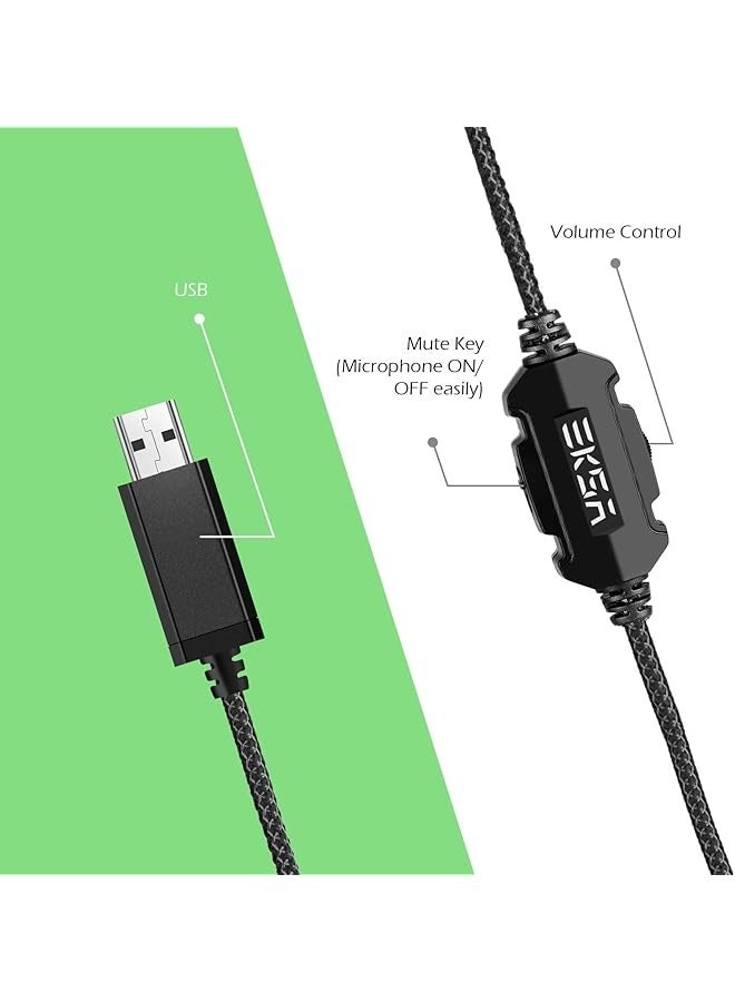إكسا سماعة رأس USB للكمبيوتر المحمول مع ميكروفون/مايك عازل للضوضاء، صوت محيطي 7.1، إضاءة RGB، سماعة رأس سلكية لمكالمات Skype وZoom ومراكز الاتصال والاجتماعات والندوات عبر الإنترنت - Image 4