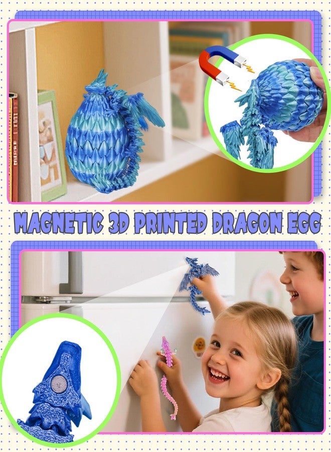 Aodomis 2Pcs 3D Printed Articulated Crystal Dragon Eggs with Poseable Dragon Inside, Metallic Gradient for Collectors & Fantasy Lovers, Prefilled Easter Basket Stuffers for Kids Teens(B-Multicolor) - Image 3