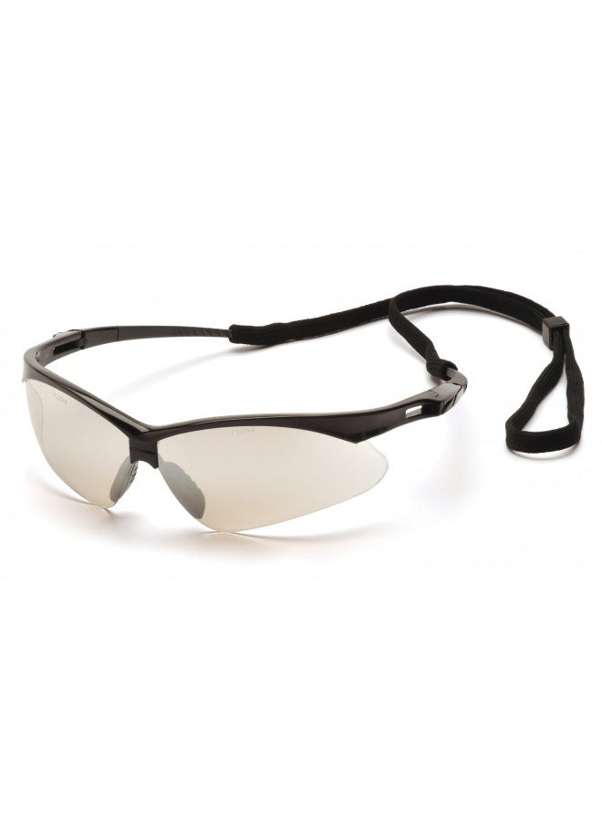 Pyramex Safety Pyramex Safety PMXTREME Eyewear, Black Frame with Cord, Indoor/Outdoor Mirror Lens  - Image 1