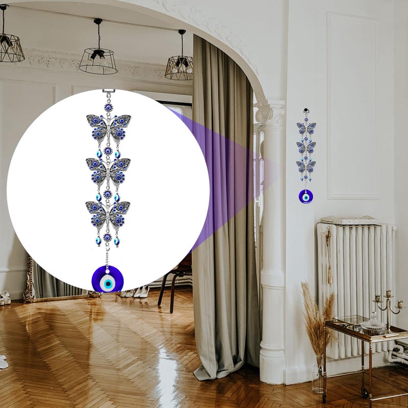 Persofine Blue Evil Eye Butterfly Hanging Decoration Nazar Amulet Wall Hanging Home Protection and Blessing Decor (Butterflies) - Image 5