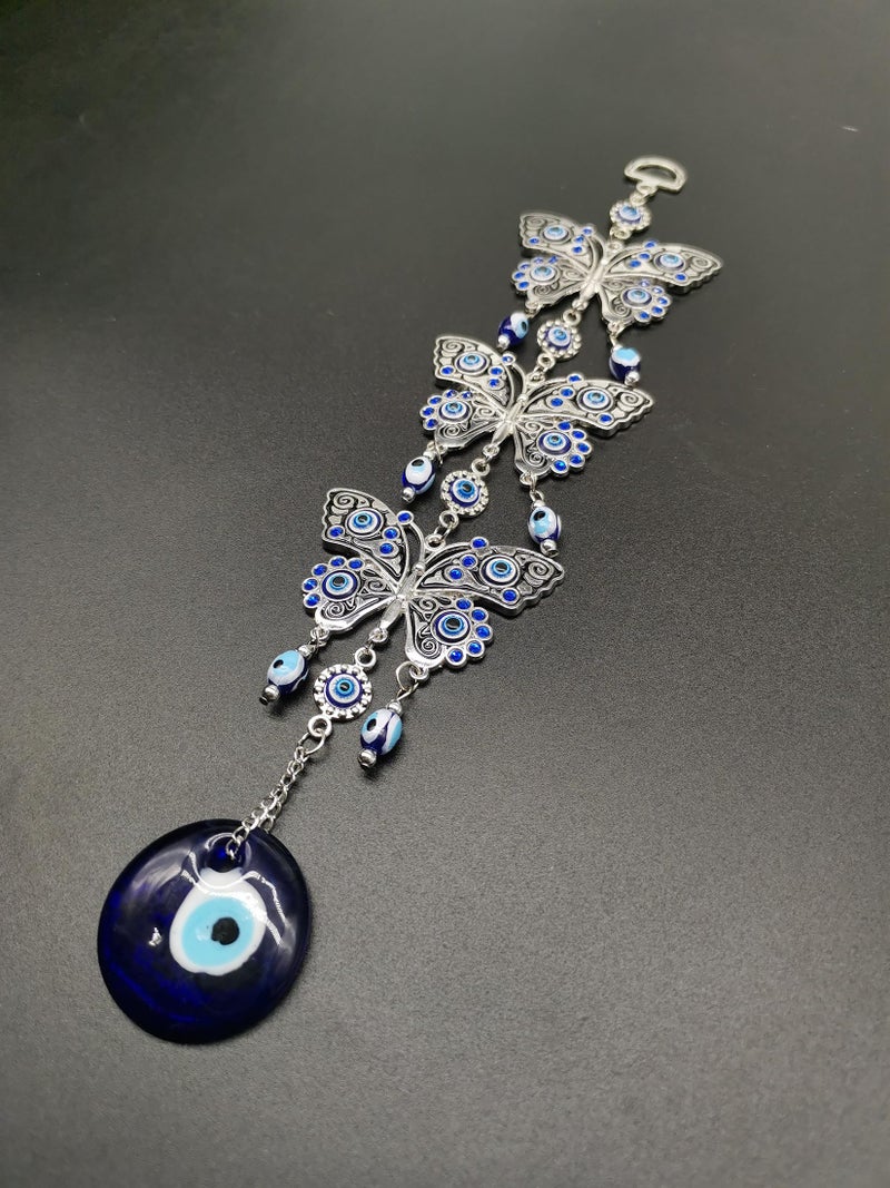 Persofine Blue Evil Eye Butterfly Hanging Decoration Nazar Amulet Wall Hanging Home Protection and Blessing Decor (Butterflies) - Image 2
