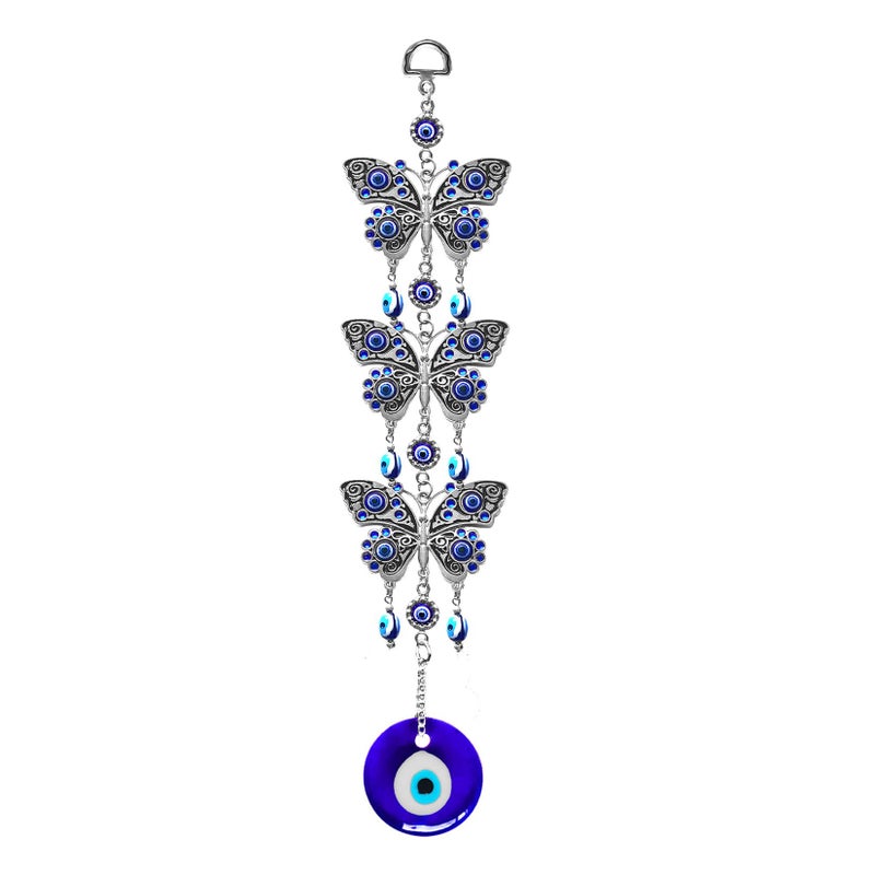 Persofine Blue Evil Eye Butterfly Hanging Decoration Nazar Amulet Wall Hanging Home Protection and Blessing Decor (Butterflies) - Image 1