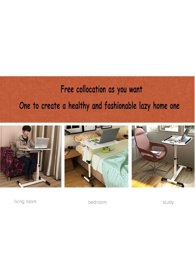 WALALLA 360° Swivel Height Adjustable Foldable Side End Table, Mobile Computer Workstation Laptop Desk and Coffee Table with Wheels - Image 4