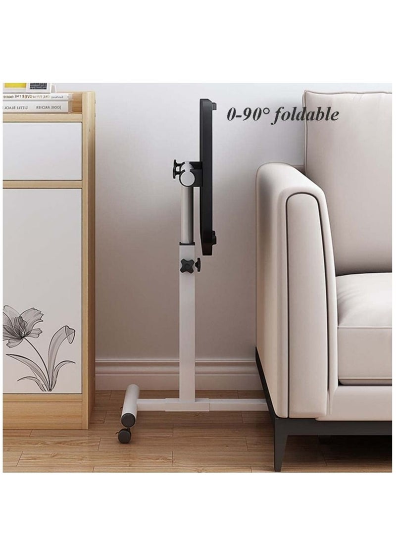 WALALLA 360° Swivel Height Adjustable Foldable Side End Table, Mobile Computer Workstation Laptop Desk and Coffee Table with Wheels - Image 2