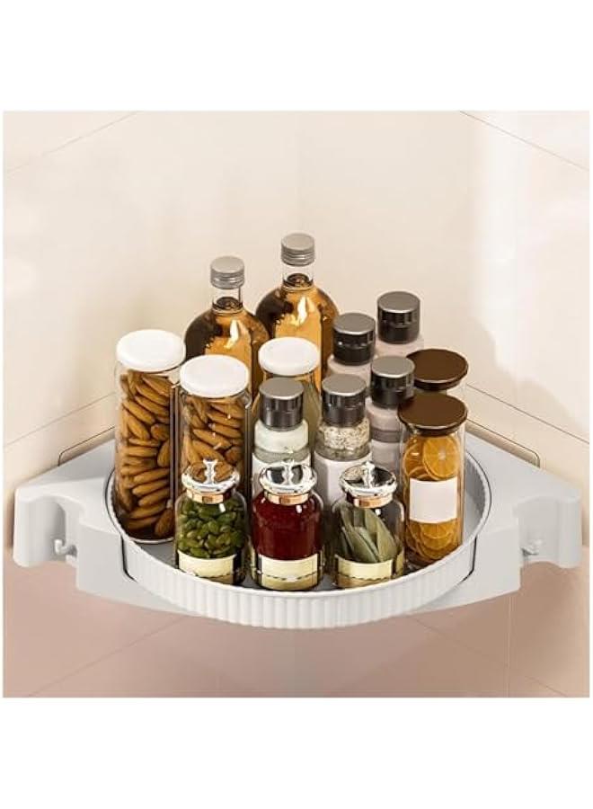 HOOKOR Corner Shower Caddy, Shower Organizer, 360° Rotating Corner Shower Shelf with Towel Rack, No Drilling Wall Mounted Shelves for Bathroom, Dorm and Kitchen,Gray - Image 2
