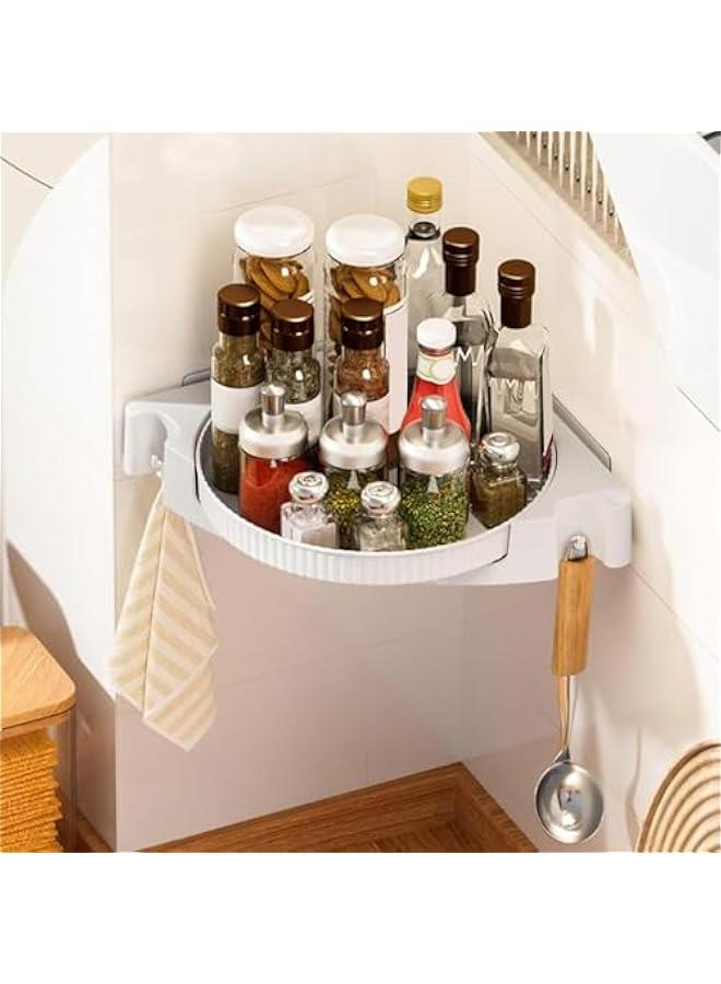 HOOKOR Corner Shower Caddy, Shower Organizer, 360° Rotating Corner Shower Shelf with Towel Rack, No Drilling Wall Mounted Shelves for Bathroom, Dorm and Kitchen,Gray - Image 3