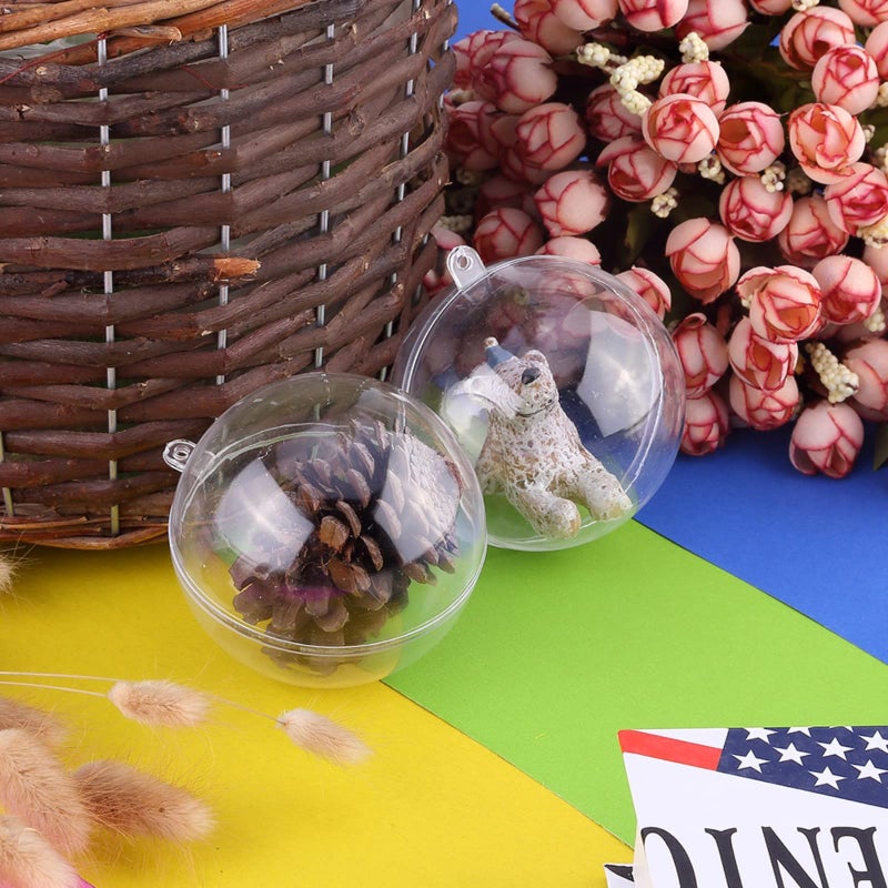 UTEN 20pcs شفاف البلاستيك زخرفة عيد الميلاد زخرفة الشجرة الكرة كرافير كراف لعيد الميلاد عشية رأس السنة الجديدة حفل زفاف ديكور منزل حمام حمام (1.96 "/50mm) - Image 3
