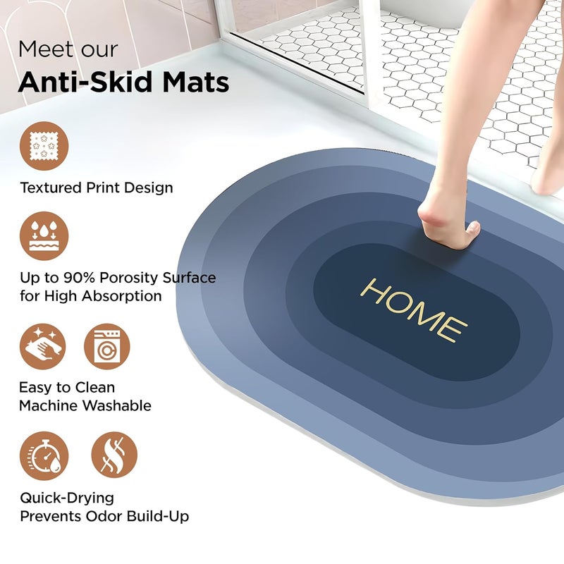 UMAI Polyester Non-Woven Felt Bathroom Mat (40 * 60cm) Bath Mat | Anti Skid Mat for Bathroom Floor | Bathroom Accessories | Bathroom Mats Water Soak | Non Slip Mat for Bathroom | Floor Mat (Blue) - Image 4