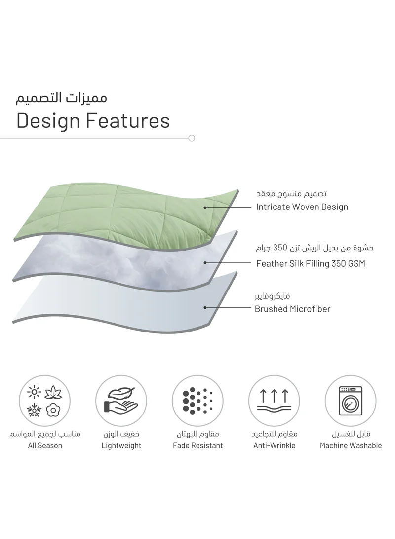 دوناتيلا 6 قطع غطاء سرير على طراز الفندق مخطط من الألياف الدقيقة خياطة ماسية مزدوج 240x260 سم سيج