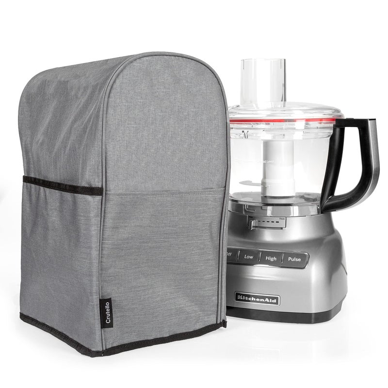 Crutello Crutello Food Processor Cover with Storage Pockets for Medium 710 Cup Size Fits Various Brands Food Processor Dust Covers For Kitchen Counter 