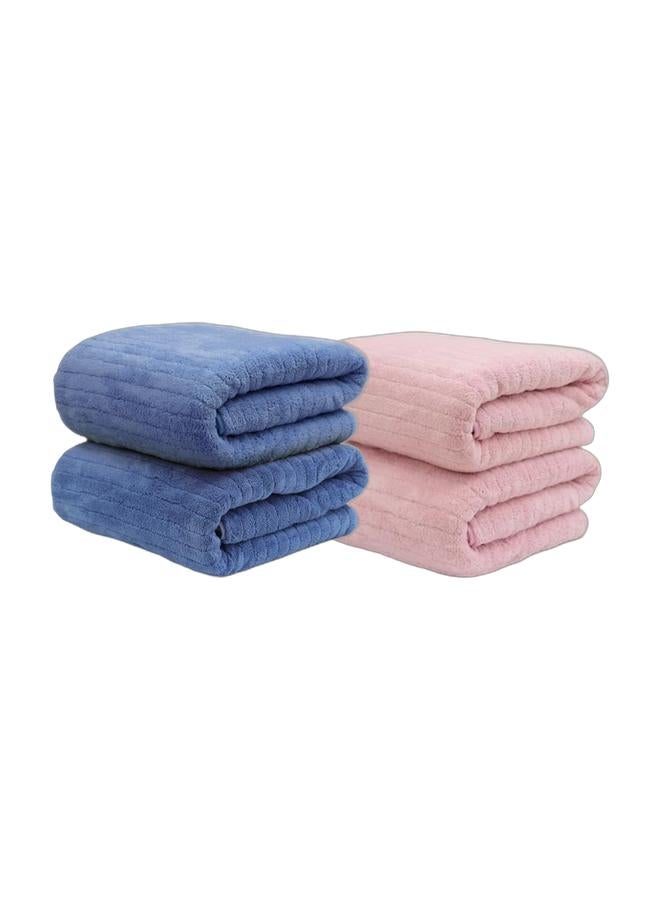 QUARRYUS Microfiber Towel 90x160 cm 2 PCS Bath Towel Microfiber Soft, Durable and Light Weight Bundle（blue+pink） - Image 1