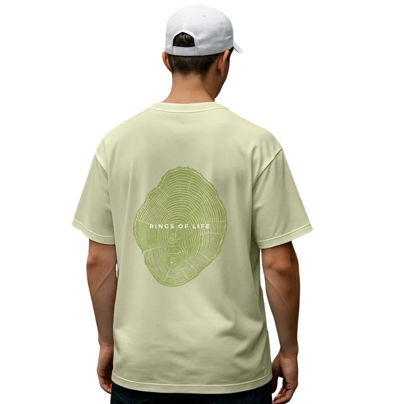 Men's Oversized Fit Graphic Print T-Shirt in Light Green