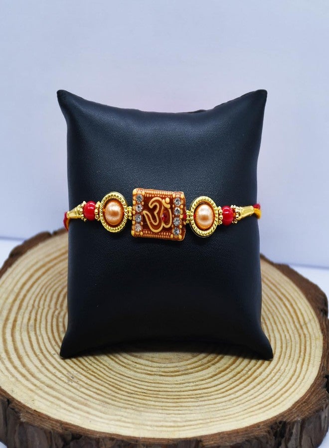 Natali Traders Ganesha Rakhi for Brother and OM Rakhi for Bhaiya Combo Pack of 2 - Ganesh Ji Chopra with Roli Chawal Pack - Religious Rakhee for Elder, Younger Brother - Image 5
