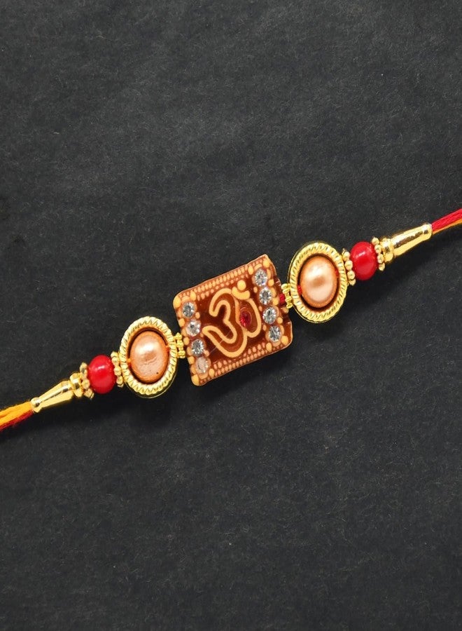 Natali Traders Ganesha Rakhi for Brother and OM Rakhi for Bhaiya Combo Pack of 2 - Ganesh Ji Chopra with Roli Chawal Pack - Religious Rakhee for Elder, Younger Brother - Image 4