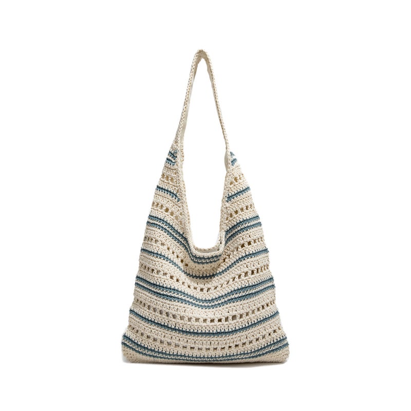 Minimalist Artistic Woven Tote Bag For Women 2025 Summer Trend Fashion Hollow Striped Versatile Shoulder Underarm Bag - Image 1