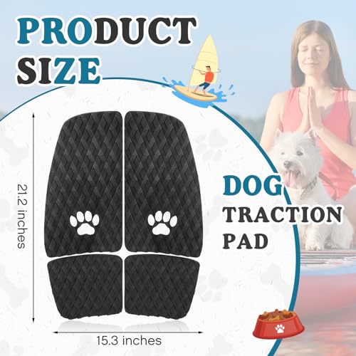 Drydiet Dog Traction Pad Dog Paddle Board Kayak Accessories 21.2 x 15.3 Inch Non Slip Deck Grip Mat Surfboard Traction Good Grip EVA Foams for Sup Skimboard Paddleboard Surfboard (Black) - Image 3
