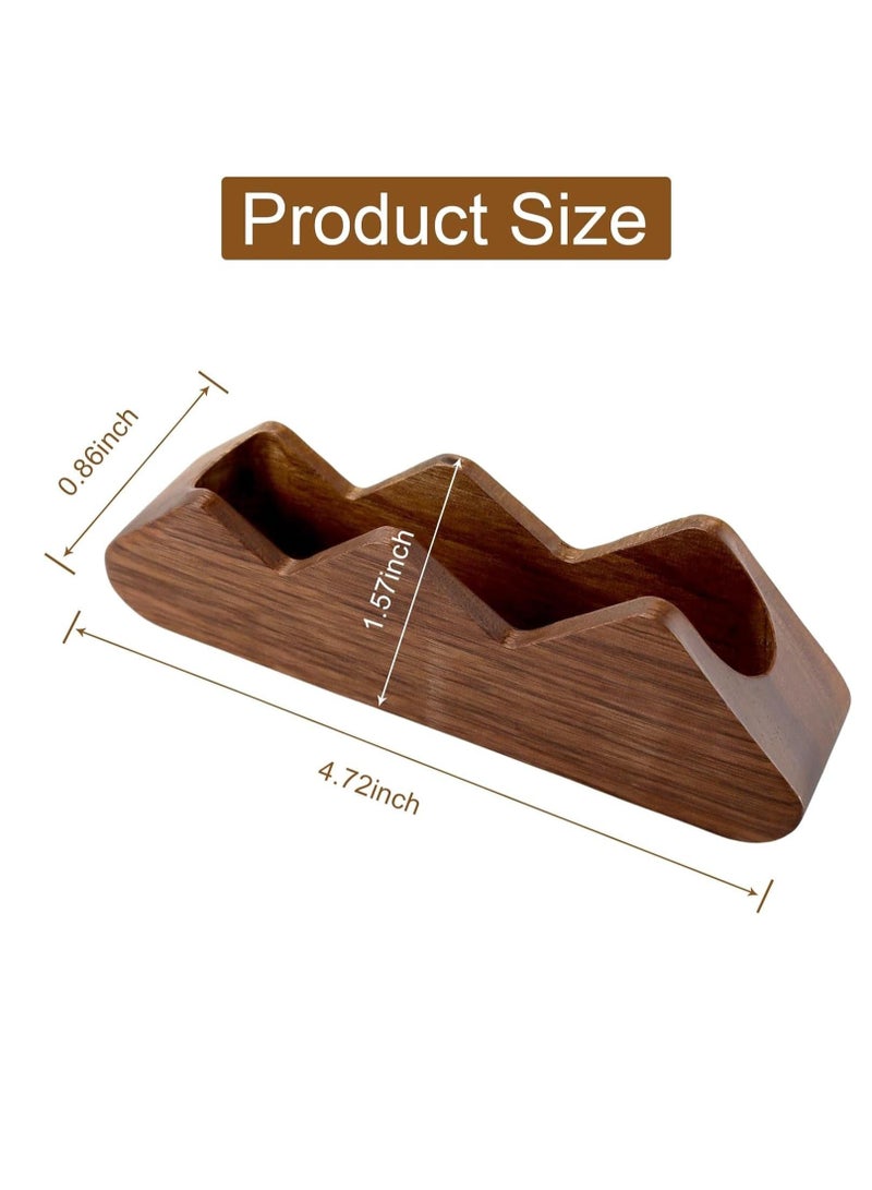 Excefore 2 Pcs Wood Business Card Holder, Black Walnut Mountain Shape Wooden Display Business Card Stand, Table Business Card Holder Stand for Office Tabletop Wedding Dinner Home - Image 3