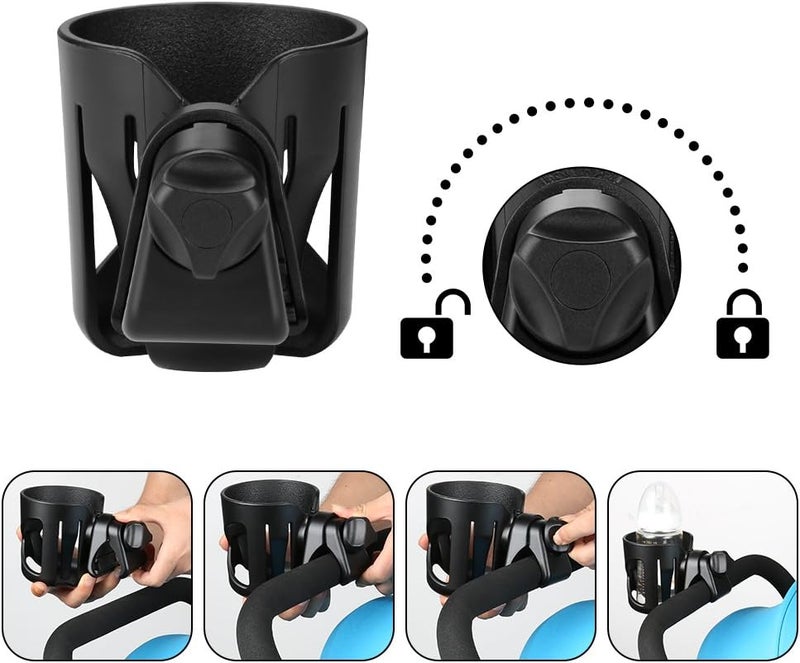 accmor Universal Cup Holder, Stroller & Wheelchair Accessory, Fits Bottles Up to 85mm, Black - Image 4
