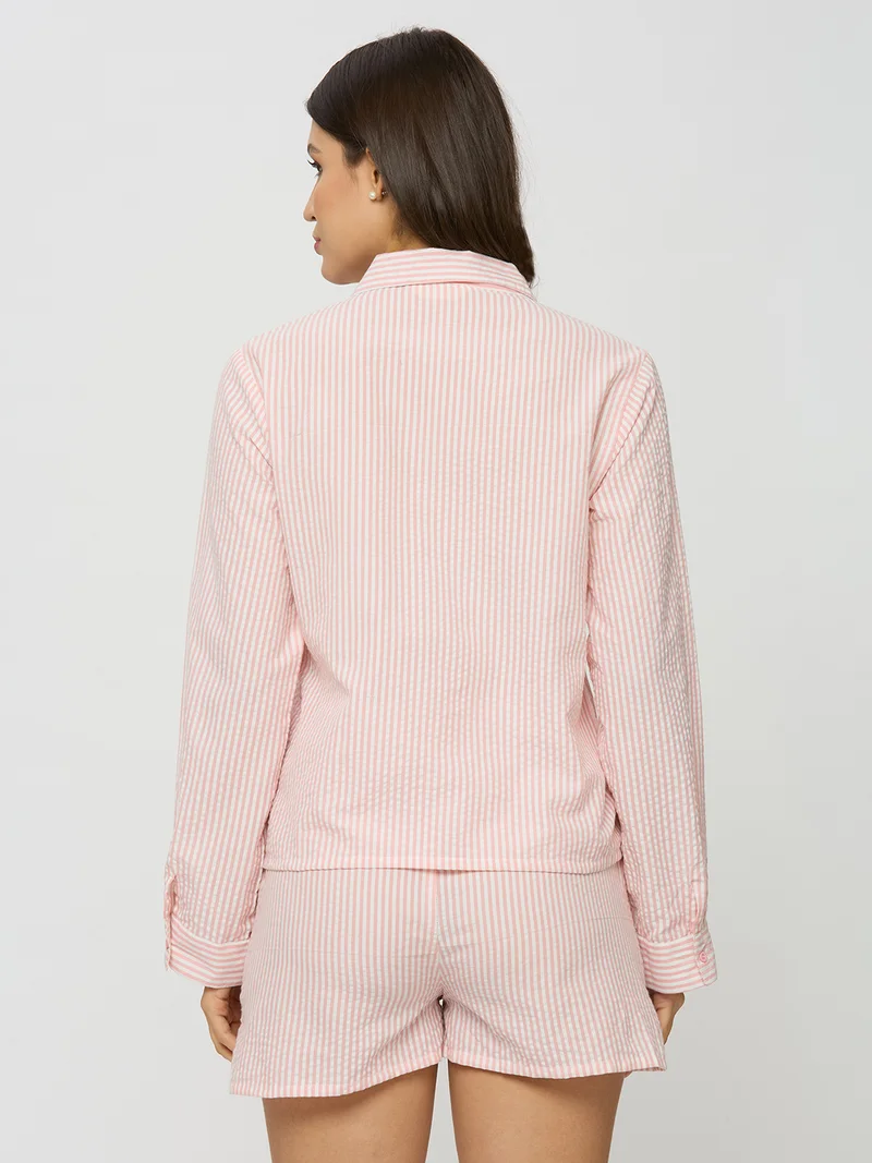 AMMARZO Cotton Seer Sucker Pin Stripe Lounge Set
