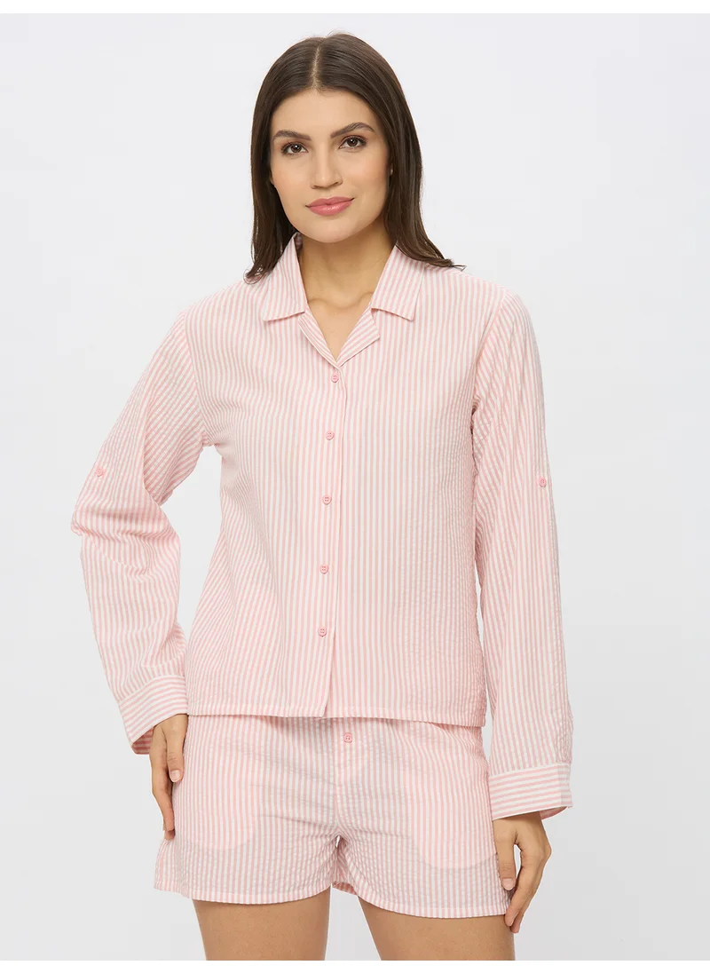 AMMARZO Cotton Seer Sucker Pin Stripe Lounge Set