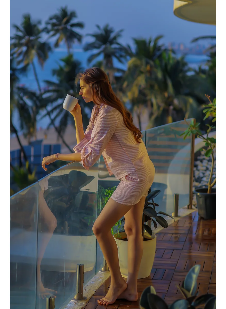 AMMARZO Cotton Seer Sucker Pin Stripe Lounge Set