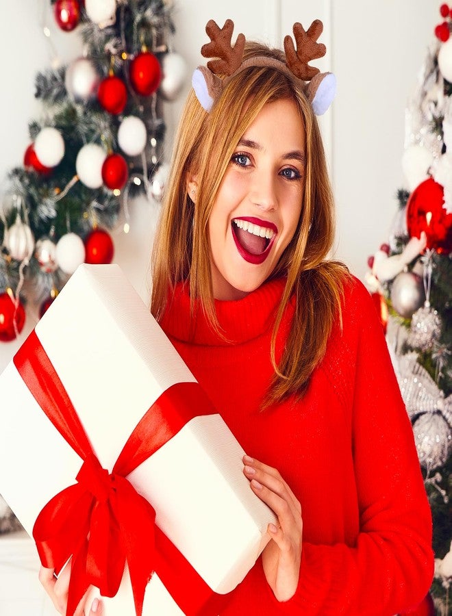 ولهيف طوق رأس على شكل قرون غزال الرنة من WLLHYF، طوق رأس على شكل آذان حيوانية لعيد الميلاد، طوق شعر لطيف على شكل آذان غزال، قطعة رأس مزينة بالزهور على شكل غزال الرنة، إكسسوارات شعر لحفلات الأزياء التنكرية، مناسب للهالوين وعيد الميلاد والمهرجانات - Image 3