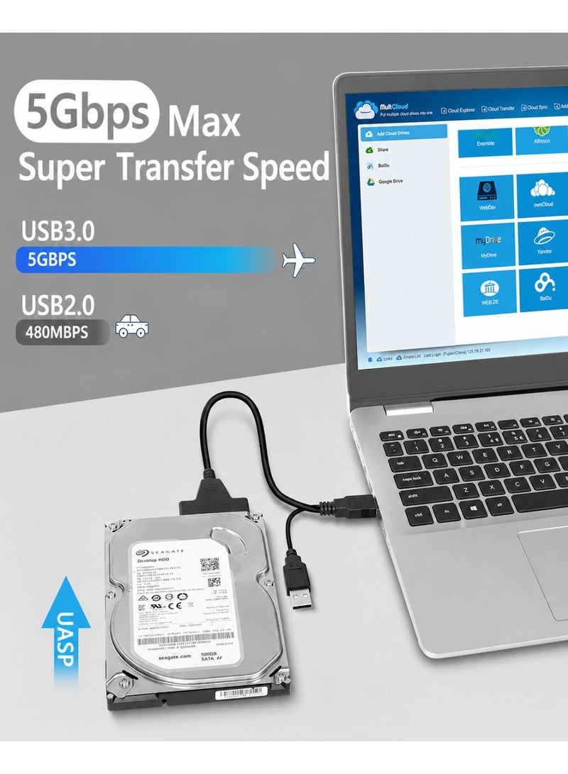 FUJISHKA 5 Gbps USB 3.0 to SATA adapter for 2.5 inch HDD and SSD - Dual USB-A Y-Cable - Image 2