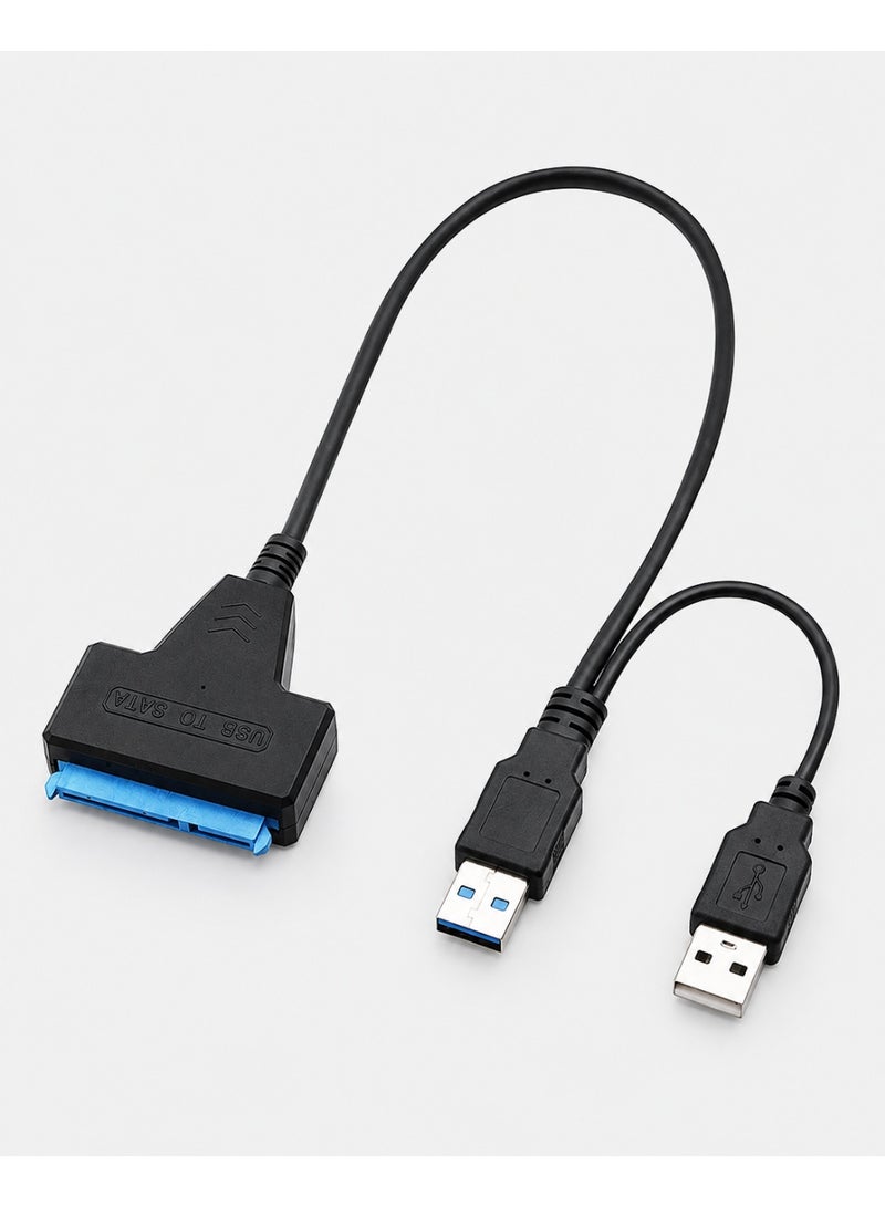FUJISHKA 5 Gbps USB 3.0 to SATA adapter for 2.5 inch HDD and SSD - Dual USB-A Y-Cable - Image 1