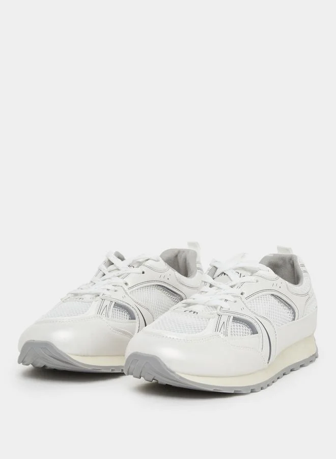 Styli Styli Textured Lace Up Sneakers