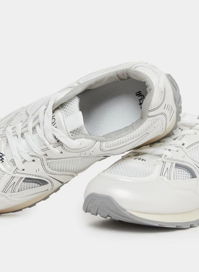 Styli Styli Textured Lace Up Sneakers