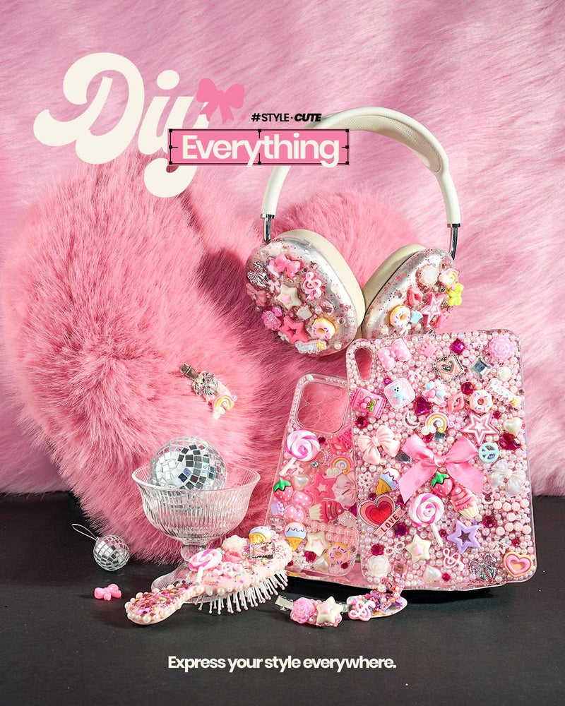 DoDoBeads 1430 Pcs Junk Phone Case Decoration Kit, Charms for Customizing Cases, Kawaii Bow, Letter Beads, Nail Accessories, Flatback Pearls, Rhinestones, Cute Aesthetic Decor for Personalization - Image 5