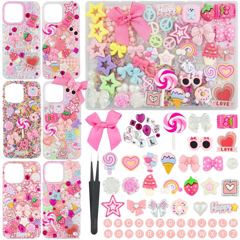 DoDoBeads 1430 Pcs Junk Phone Case Decoration Kit, Charms for Customizing Cases, Kawaii Bow, Letter Beads, Nail Accessories, Flatback Pearls, Rhinestones, Cute Aesthetic Decor for Personalization - Image 1