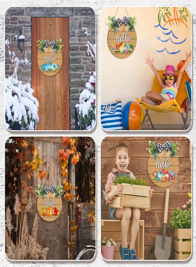 Burbell 20 Pcs Interchangeable Welcome Sign for All Seasons Seasonal Front Door Decor with 4 Sign and 14 Changeable Icons Farmhouse Front Porch Rustic Wooden Door Decor for Christmas(Brown) - Image 5