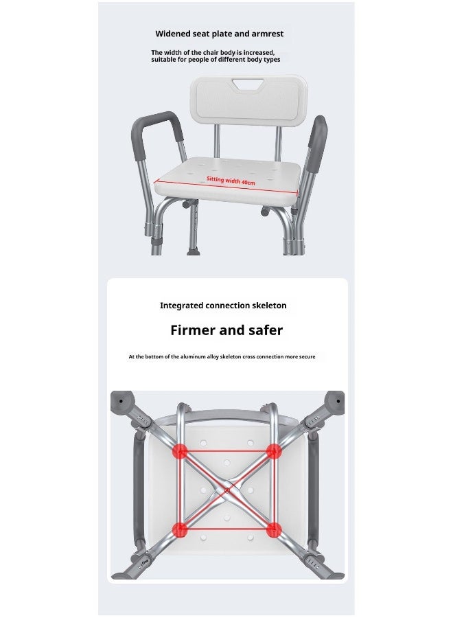 Bathing Chairs For The Elderly Pregnant Women Shower Chairs Shower Chairs  Aluminum Alloy Anti Slip Shower Chairs With Backrest And Seat Cushion U-Shaped Front Opening Big Foot Pad Style