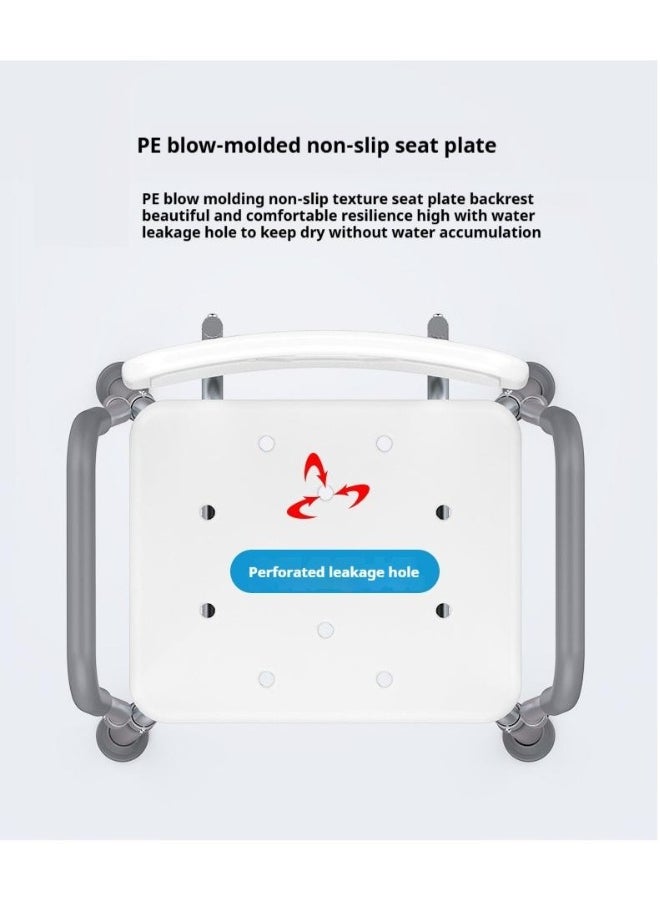 Generic Bathing Chairs For The Elderly Pregnant Women Shower Chairs Shower Chairs  Aluminum Alloy Anti Slip Shower Chairs With Backrest And Seat Cushion U-Shaped Front Opening Big Foot Pad Style  - Image 4