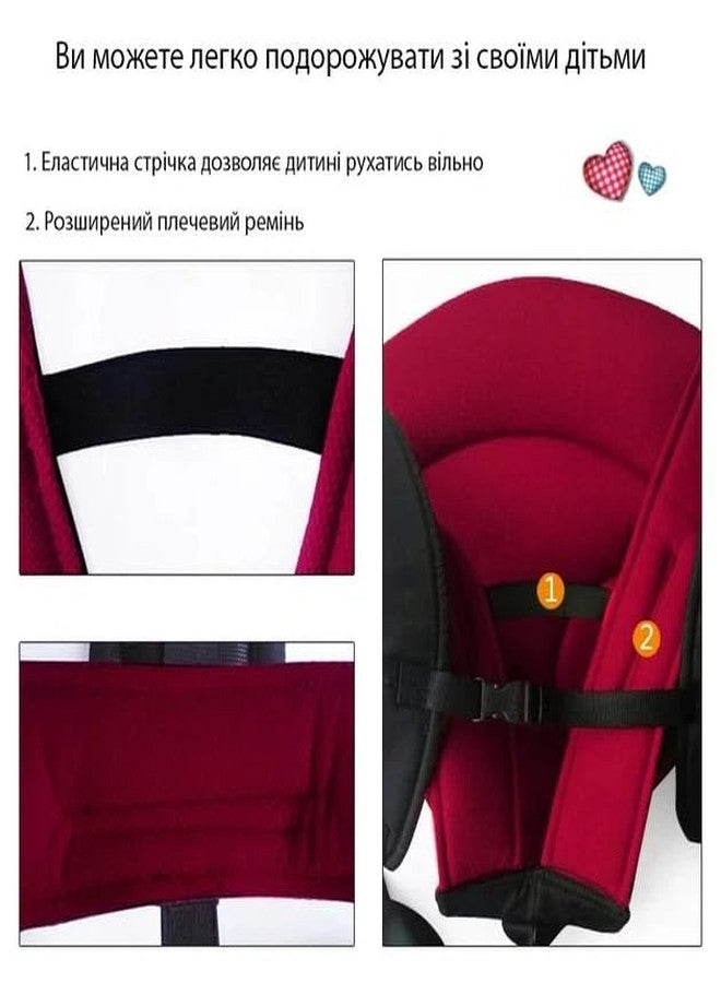 SHEMOK Baby Carrier Carry Bag Back & Front Facing with Waist Belt 0 to 24 Month (Black-Red) - Image 4