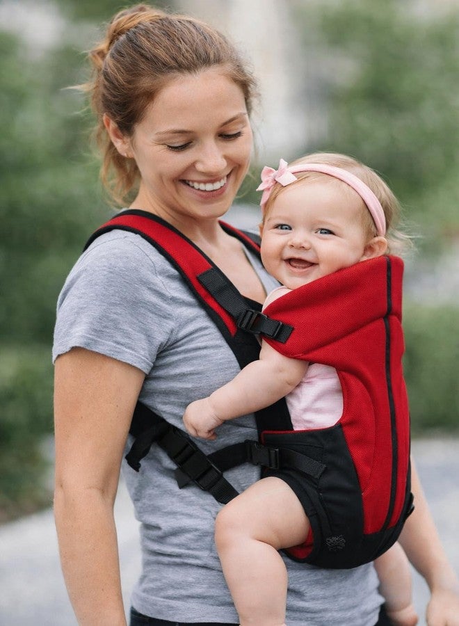 SHEMOK Baby Carrier Carry Bag Back & Front Facing with Waist Belt 0 to 24 Month (Black-Red) - Image 1