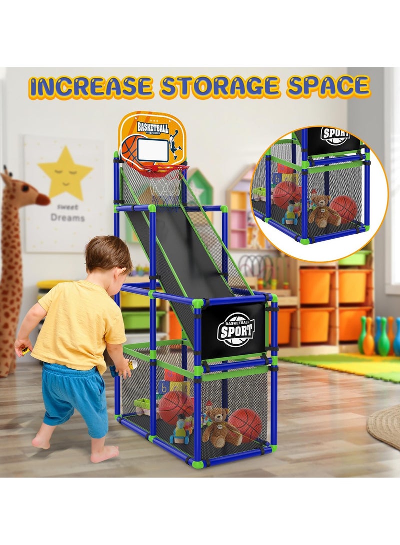 SPORT Toddler Arcade Basketball Hoop Game Indoor, Ajustable Height Indoor Basketball Hoop with Storage Design for Kids,Perfect Sports Outdoor Play Toys for Kids - Image 4